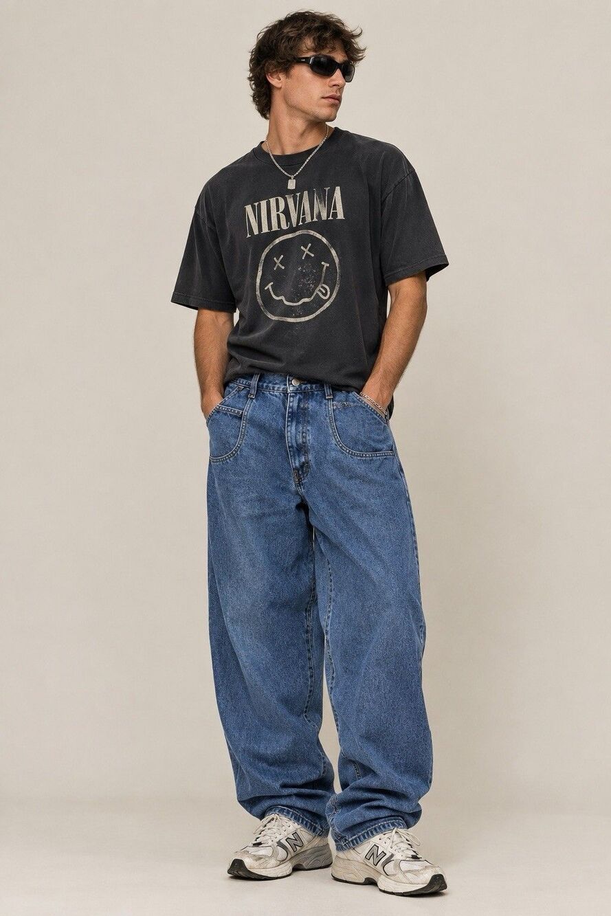 Guess Denim Pascal Jeans Mens 38x32 Blue Vtg Georges Marciano USA Baggy Grunge